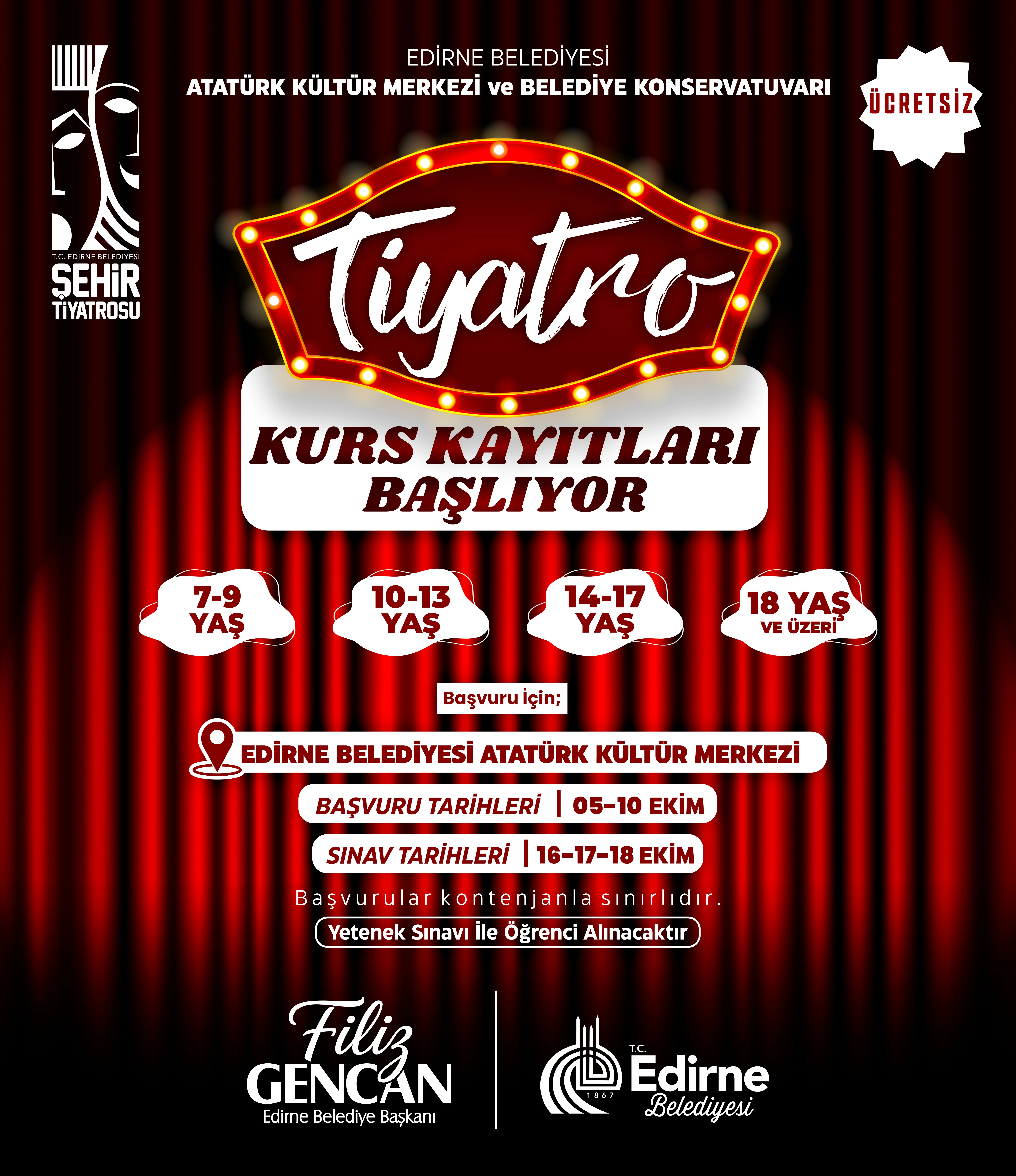 EDİRNE BELEDİYESİ ŞEHİR TİYATROSU YENİ DÖNEM ÖĞRENCİLERİNİ BEKLİYOR